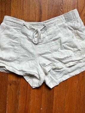 Altar'd State Cream Drawstring Cotton-Linen Blend Shorts